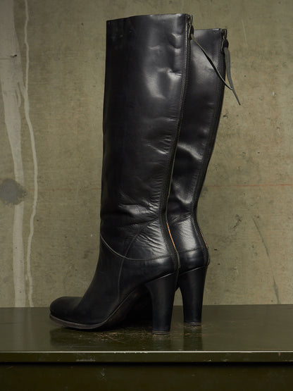 m.a+ by Maurizio Amadei AW19 'SW7C46Z' VIP 1.3 Black Tall Back Zip Calf Leather Boots