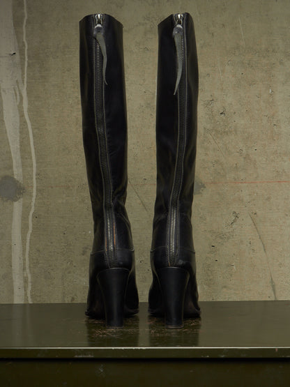 m.a+ by Maurizio Amadei AW19 'SW7C46Z' VIP 1.3 Black Tall Back Zip Calf Leather Boots