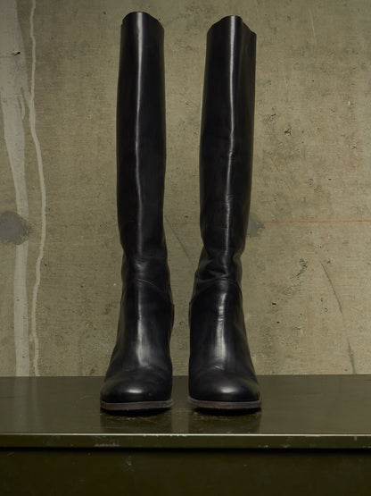 m.a+ by Maurizio Amadei AW19 'SW7C46Z' VIP 1.3 Black Tall Back Zip Calf Leather Boots