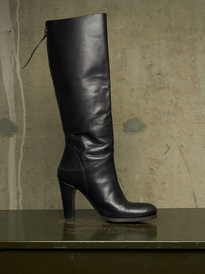 m.a+ by Maurizio Amadei AW19 'SW7C46Z' VIP 1.3 Black Tall Back Zip Calf Leather Boots