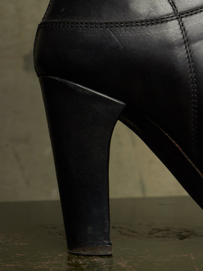 m.a+ by Maurizio Amadei AW19 'SW7C46Z' VIP 1.3 Black Tall Back Zip Calf Leather Boots