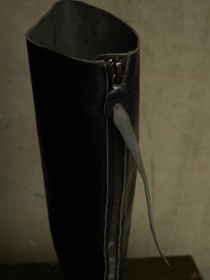m.a+ by Maurizio Amadei AW19 'SW7C46Z' VIP 1.3 Black Tall Back Zip Calf Leather Boots