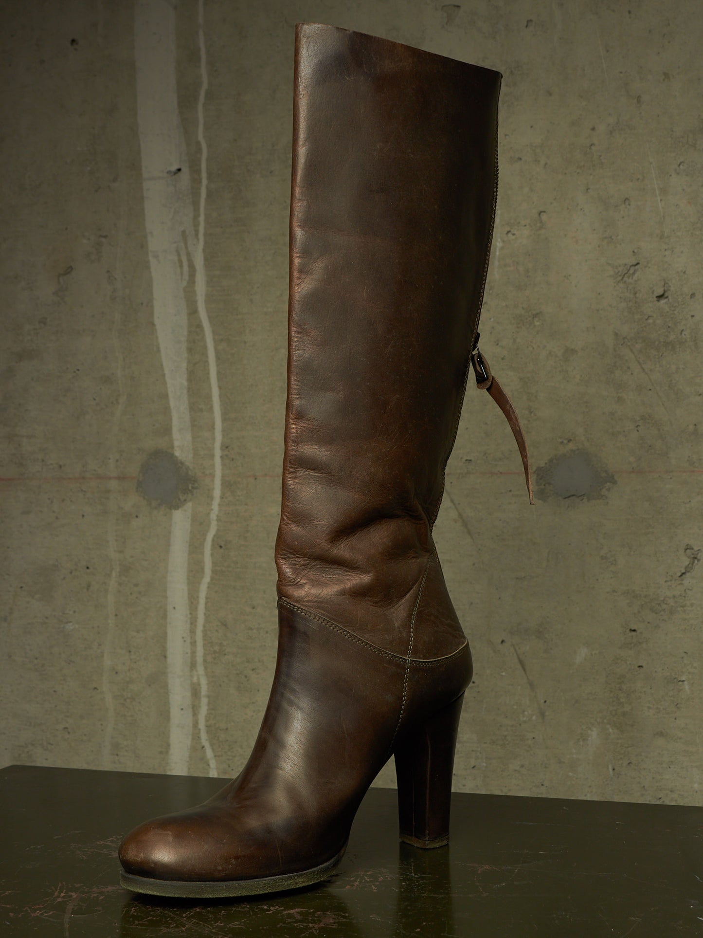 m.a+ by Maurizio Amadei AW19 'SW7C46Z' VIP 1.3 Ivy Green Tall Back Zip Calf Leather Boots