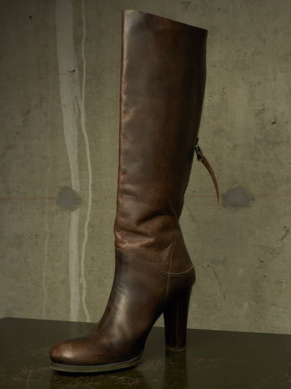 m.a+ by Maurizio Amadei AW19 'SW7C46Z' VIP 1.3 Ivy Green Tall Back Zip Calf Leather Boots