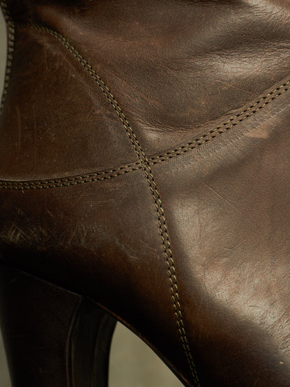 m.a+ by Maurizio Amadei AW19 'SW7C46Z' VIP 1.3 Ivy Green Tall Back Zip Calf Leather Boots