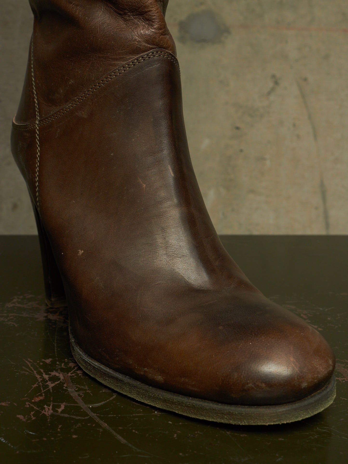 m.a+ by Maurizio Amadei AW19 'SW7C46Z' VIP 1.3 Ivy Green Tall Back Zip Calf Leather Boots