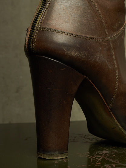 m.a+ by Maurizio Amadei AW19 'SW7C46Z' VIP 1.3 Ivy Green Tall Back Zip Calf Leather Boots