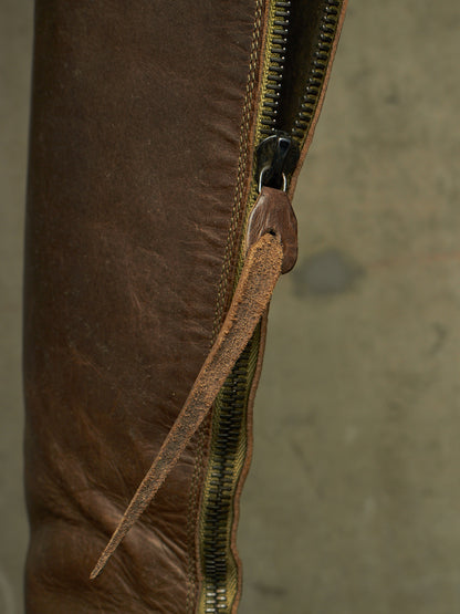 m.a+ by Maurizio Amadei AW19 'SW7C46Z' VIP 1.3 Ivy Green Tall Back Zip Calf Leather Boots