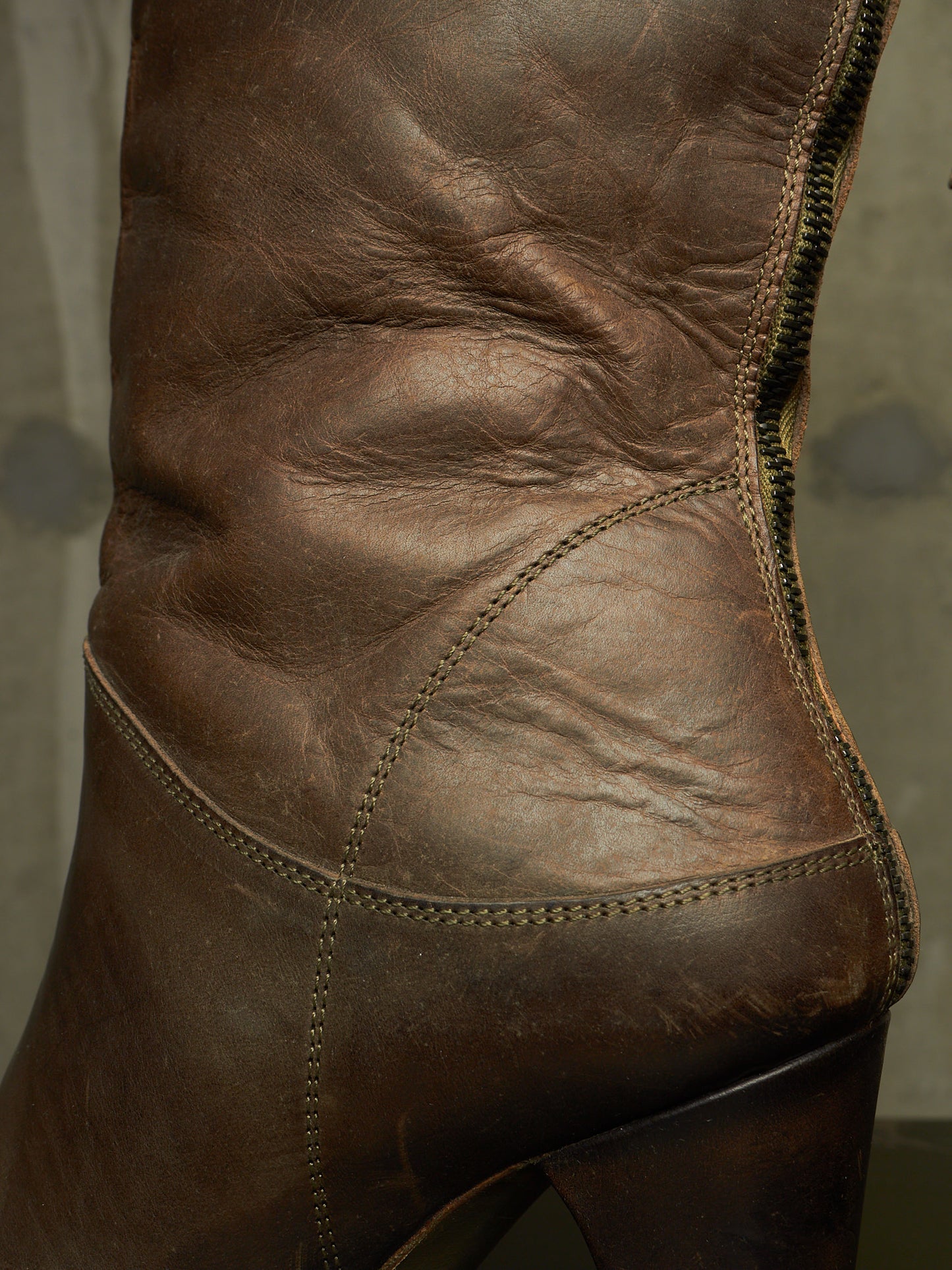 m.a+ by Maurizio Amadei AW19 'SW7C46Z' VIP 1.3 Ivy Green Tall Back Zip Calf Leather Boots