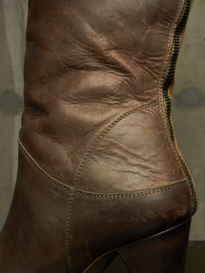 m.a+ by Maurizio Amadei AW19 'SW7C46Z' VIP 1.3 Ivy Green Tall Back Zip Calf Leather Boots