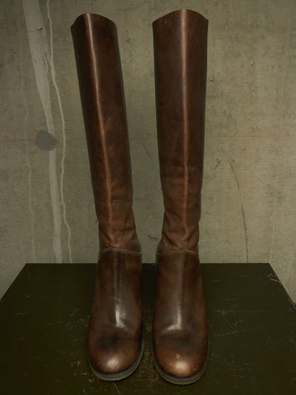 m.a+ by Maurizio Amadei AW19 'SW7C46Z' VIP 1.3 Ivy Green Tall Back Zip Calf Leather Boots