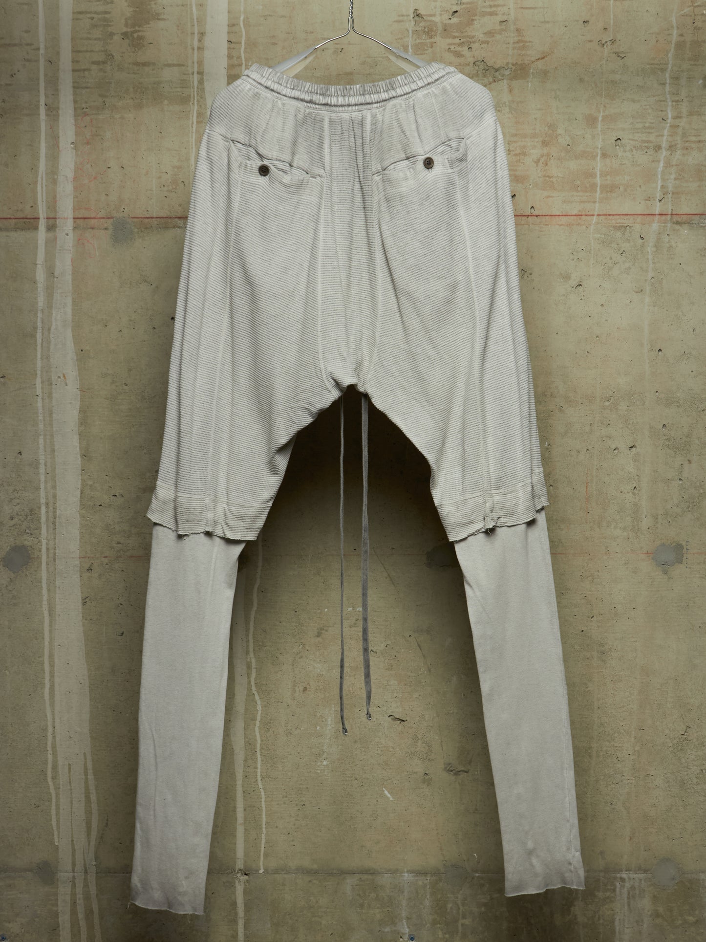 MA_Julius SS14 Dirty Grey Drop-crotch Double Layered Cotton Linen Sweatpants
