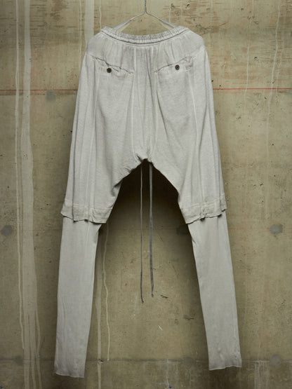 MA_Julius SS14 Dirty Grey Drop-crotch Double Layered Cotton Linen Sweatpants