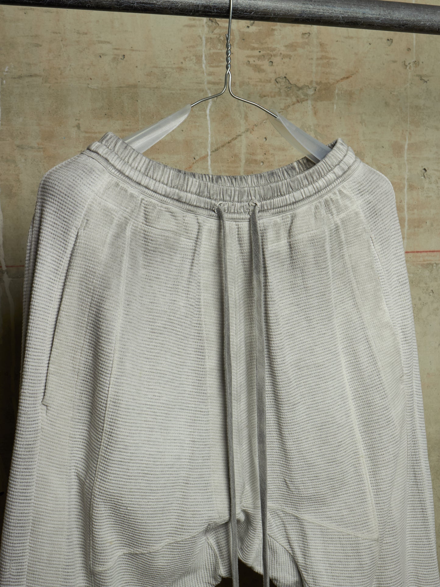 MA_Julius SS14 Dirty Grey Drop-crotch Double Layered Cotton Linen Sweatpants