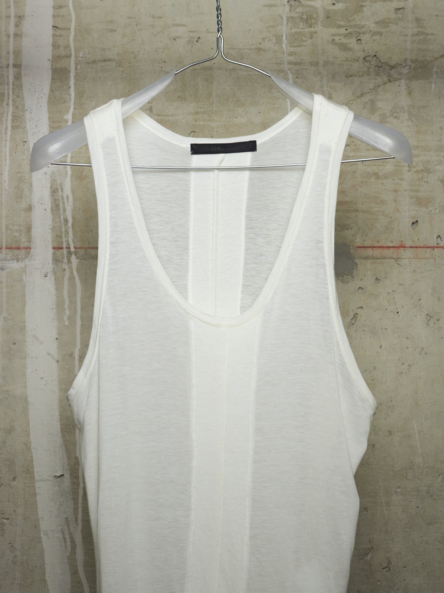 MA_Julius SS15 Ivory Cotton Silk Jersey Longline Tank Top