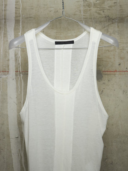 MA_Julius SS15 Ivory Cotton Silk Jersey Longline Tank Top