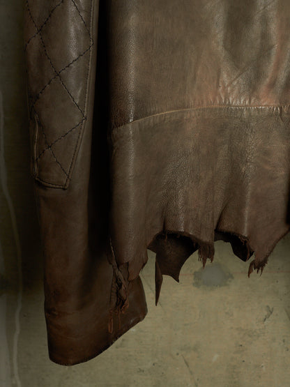 MiharaYasuhiro AW02 Garment-dyed Asymmetrical Zip Sheepskin Leather Rider Jacket