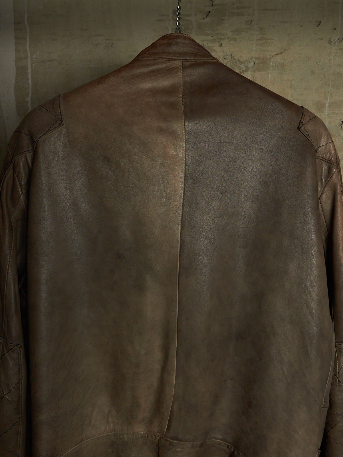 MiharaYasuhiro AW02 Garment-dyed Asymmetrical Zip Sheepskin Leather Rider Jacket