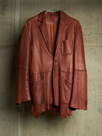 MiharaYasuhiro AW02 Over-dyed Distressed Sheepskin Leather Jacket
