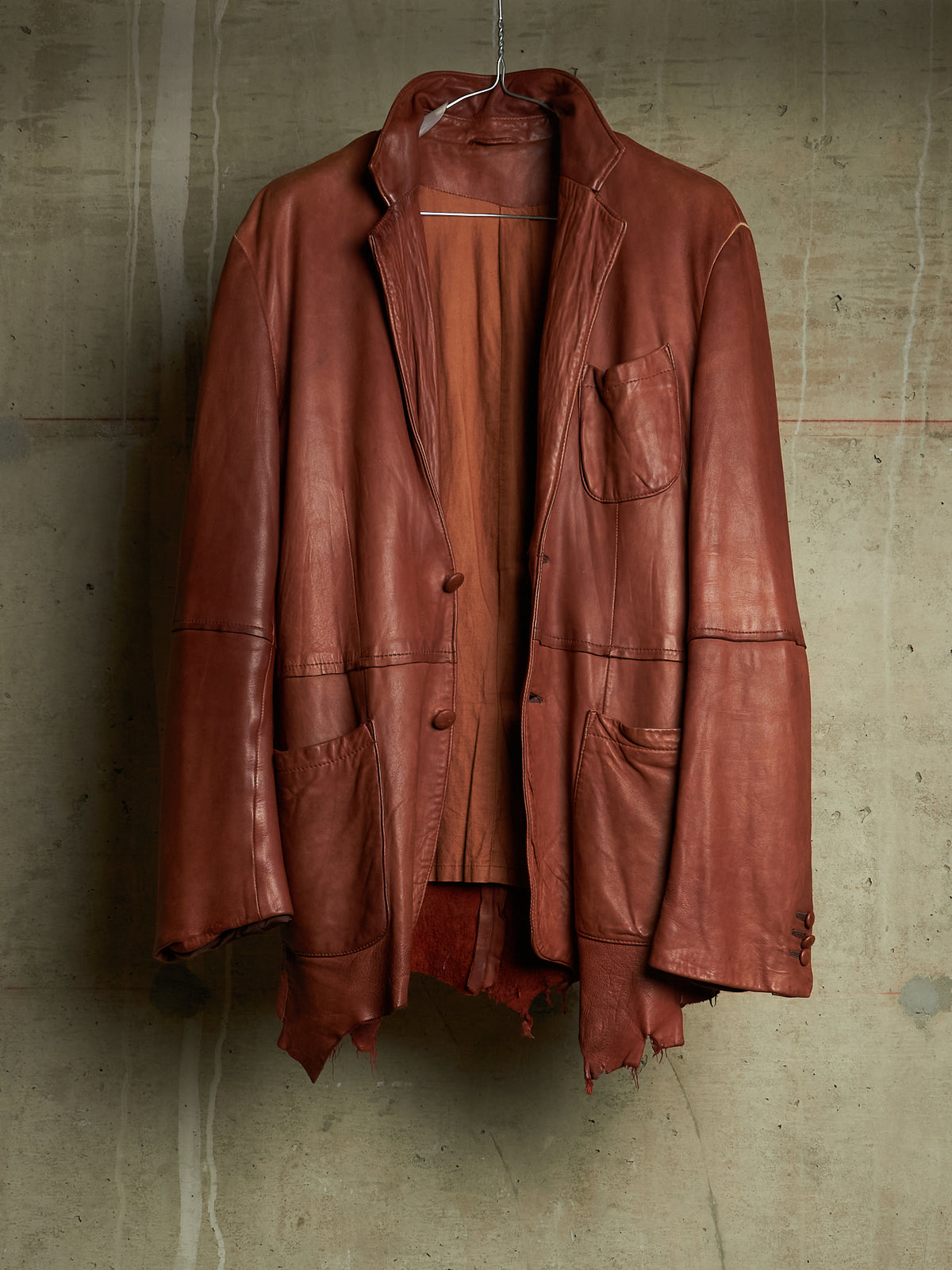 MiharaYasuhiro AW02 Over-dyed Distressed Sheepskin Leather Jacket