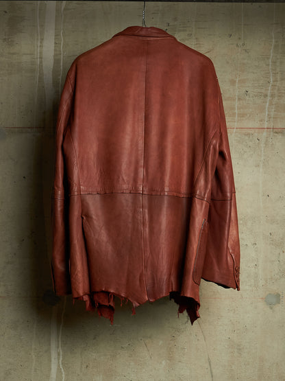 MiharaYasuhiro AW02 Over-dyed Distressed Sheepskin Leather Jacket