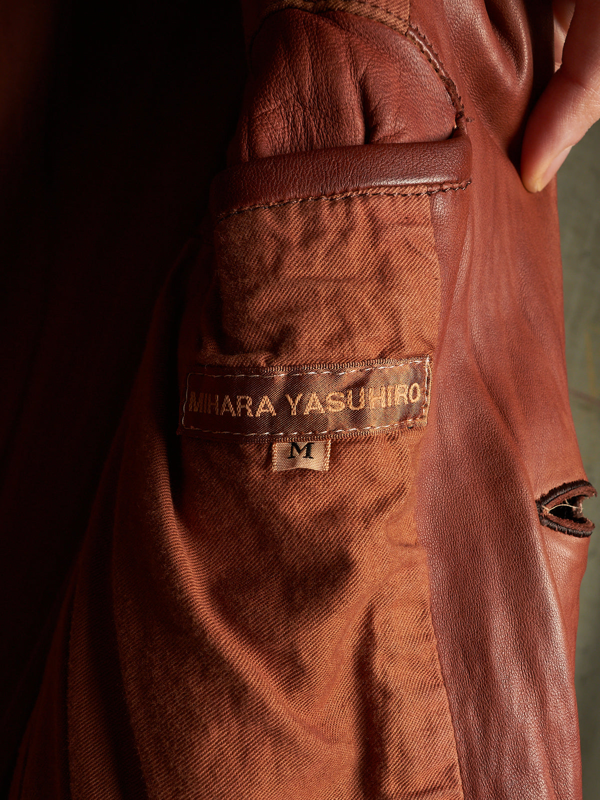 MiharaYasuhiro AW02 Over-dyed Distressed Sheepskin Leather Jacket