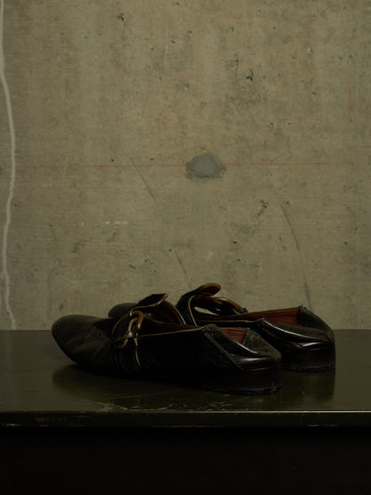 MiharaYasuhiro SS06 Black Pony Hair Calfskin Leather Brogue Slip-on Derbies
