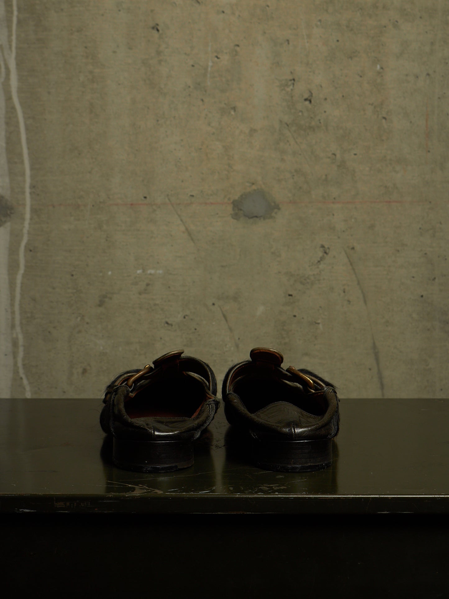 MiharaYasuhiro SS06 Black Pony Hair Calfskin Leather Brogue Slip-on Derbies