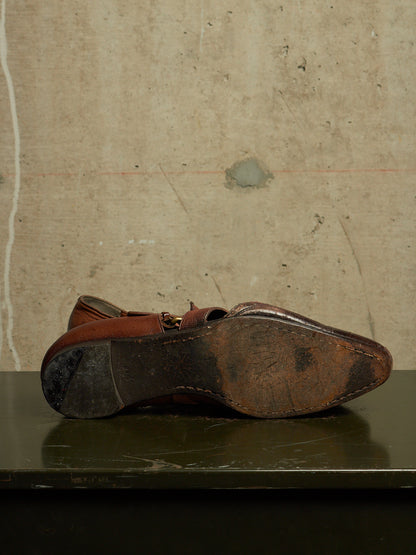 MiharaYasuhiro 00s Brown Goat Leather Brogue Buckle Cut-out Derbies