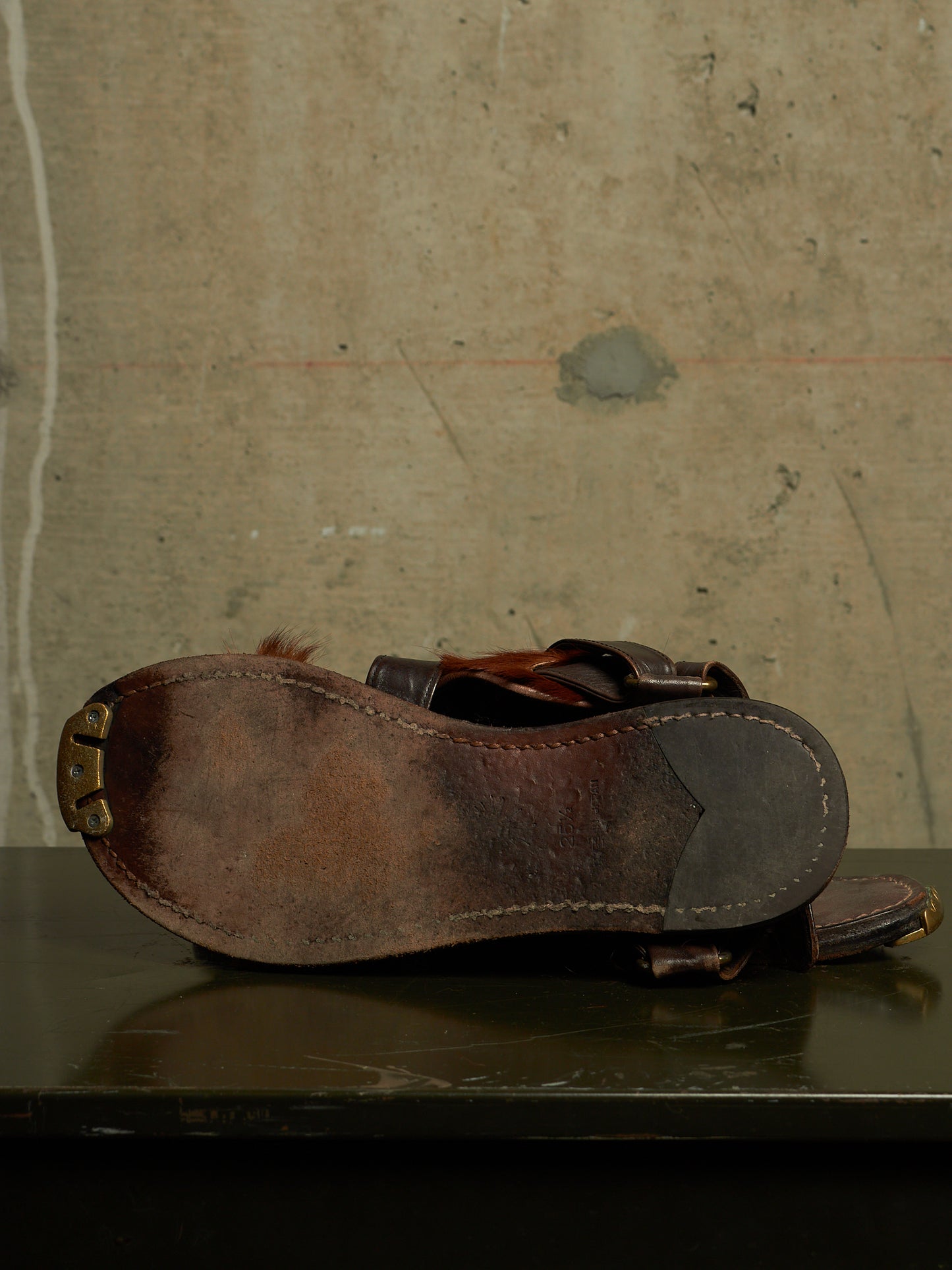 MiharaYasuhiro Early 00s Brown Pony Hair Gladiator Sandals