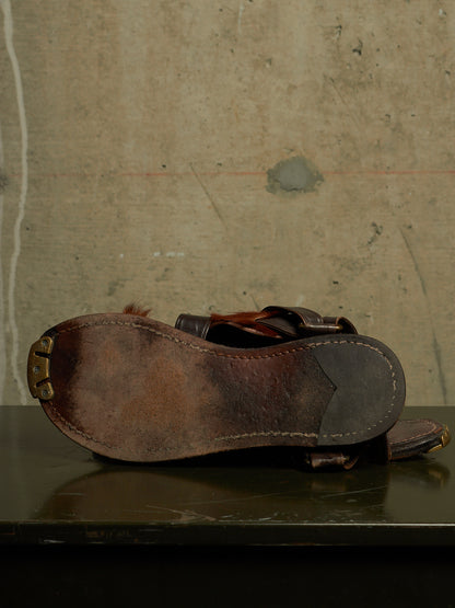 MiharaYasuhiro Early 00s Brown Pony Hair Gladiator Sandals