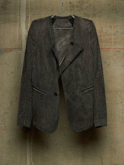 NICOLAS ANDREAS TARALIS AW12 Vintage Washed Grey Cotton Moleskin Collarless Blazer