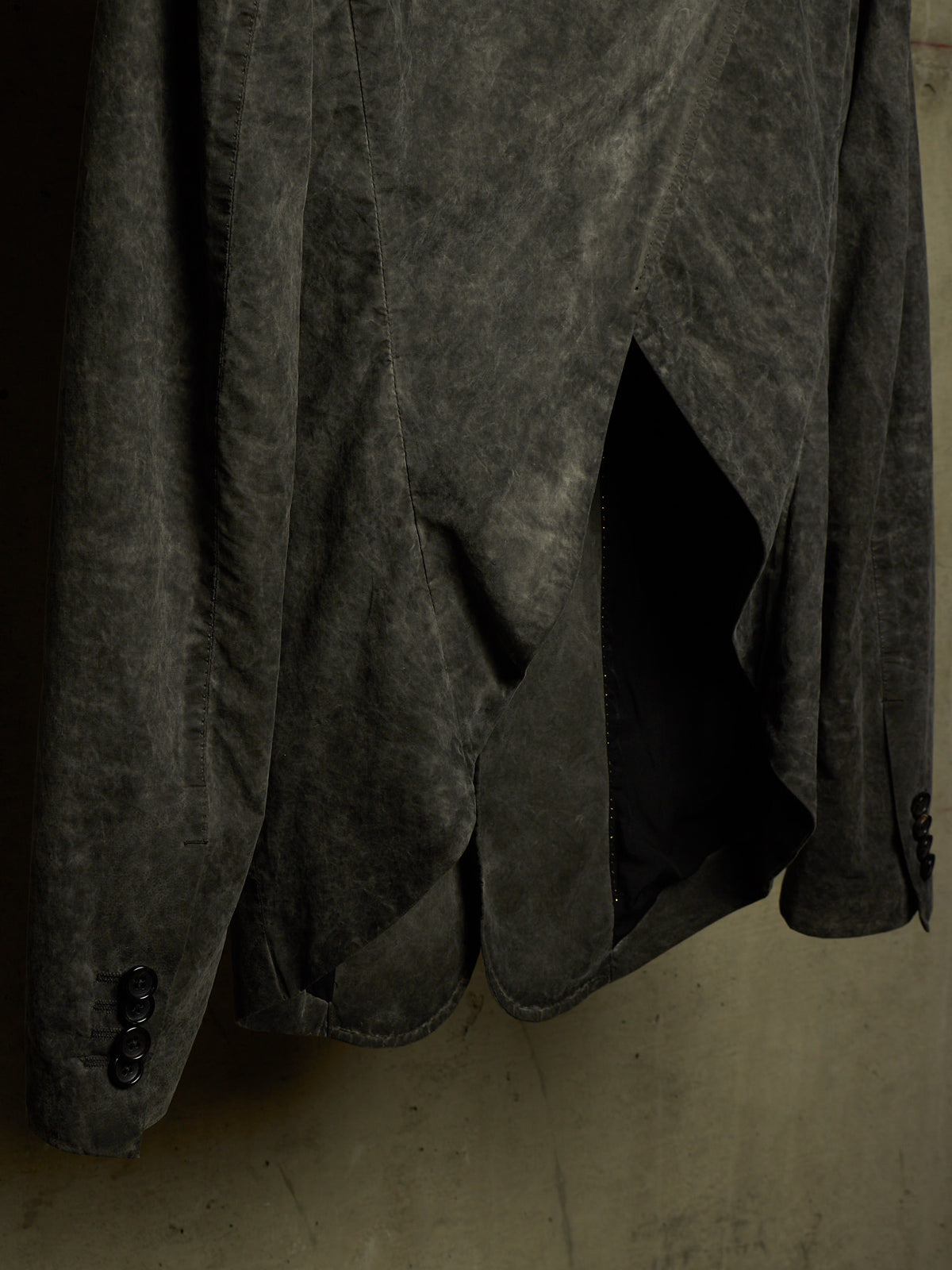 NICOLAS ANDREAS TARALIS AW12 Vintage Washed Grey Cotton Moleskin Collarless Blazer