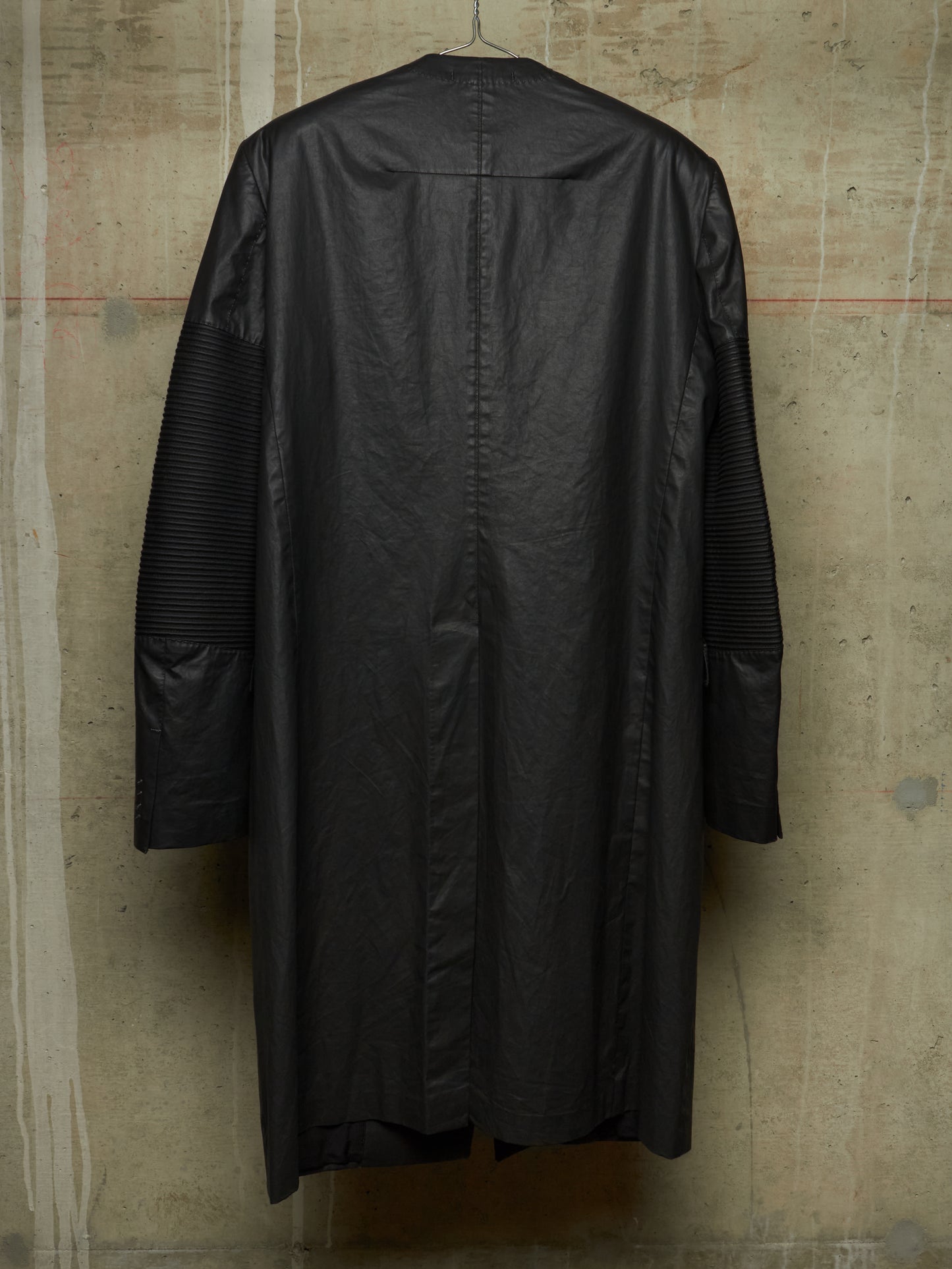 NICOLAS ANDREAS TARALIS SS13 Collarless Waxed Cotton Long Blazer Jacket