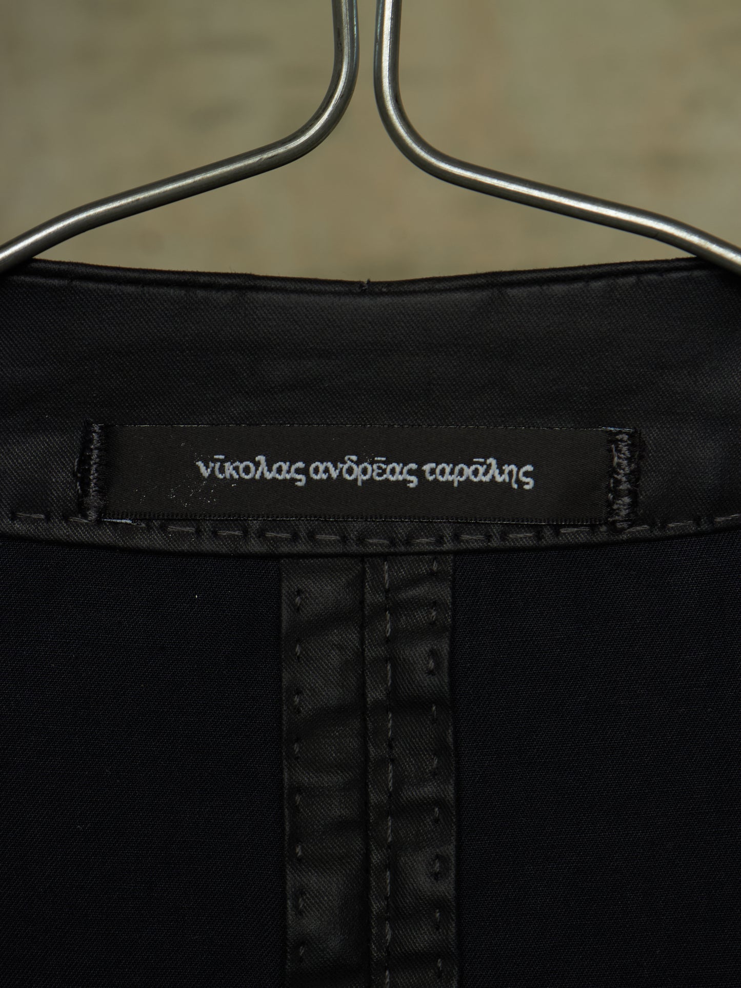 NICOLAS ANDREAS TARALIS SS13 Collarless Waxed Cotton Long Blazer Jacket