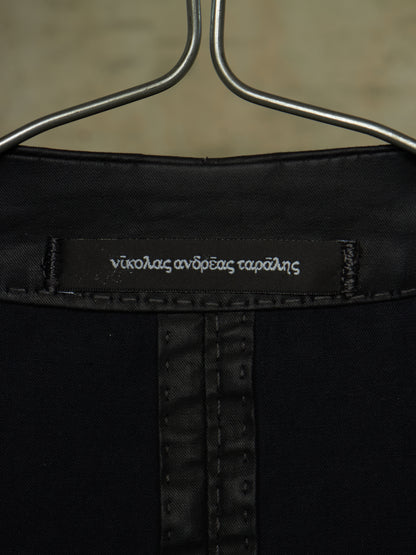 NICOLAS ANDREAS TARALIS SS13 Collarless Waxed Cotton Long Blazer Jacket