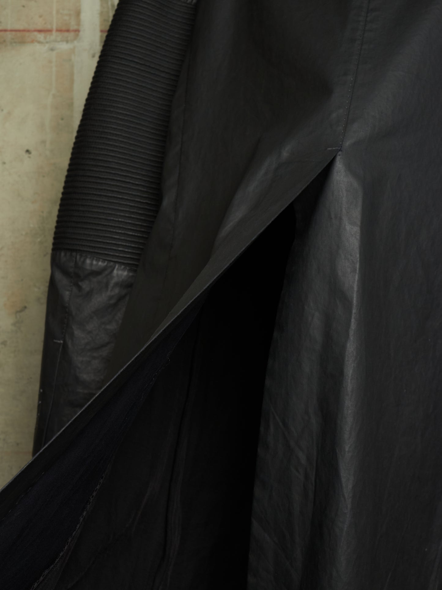 NICOLAS ANDREAS TARALIS SS13 Collarless Waxed Cotton Long Blazer Jacket