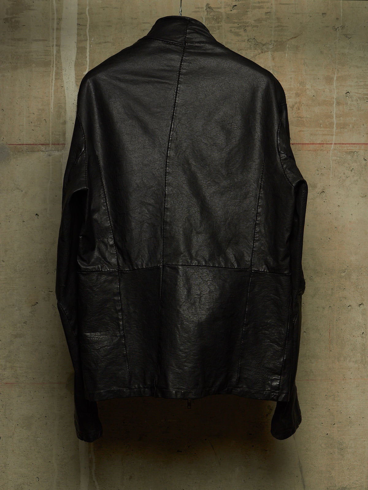 OBSCUR AW12 Black High Neck Overlock Lambskin Leather Jacket
