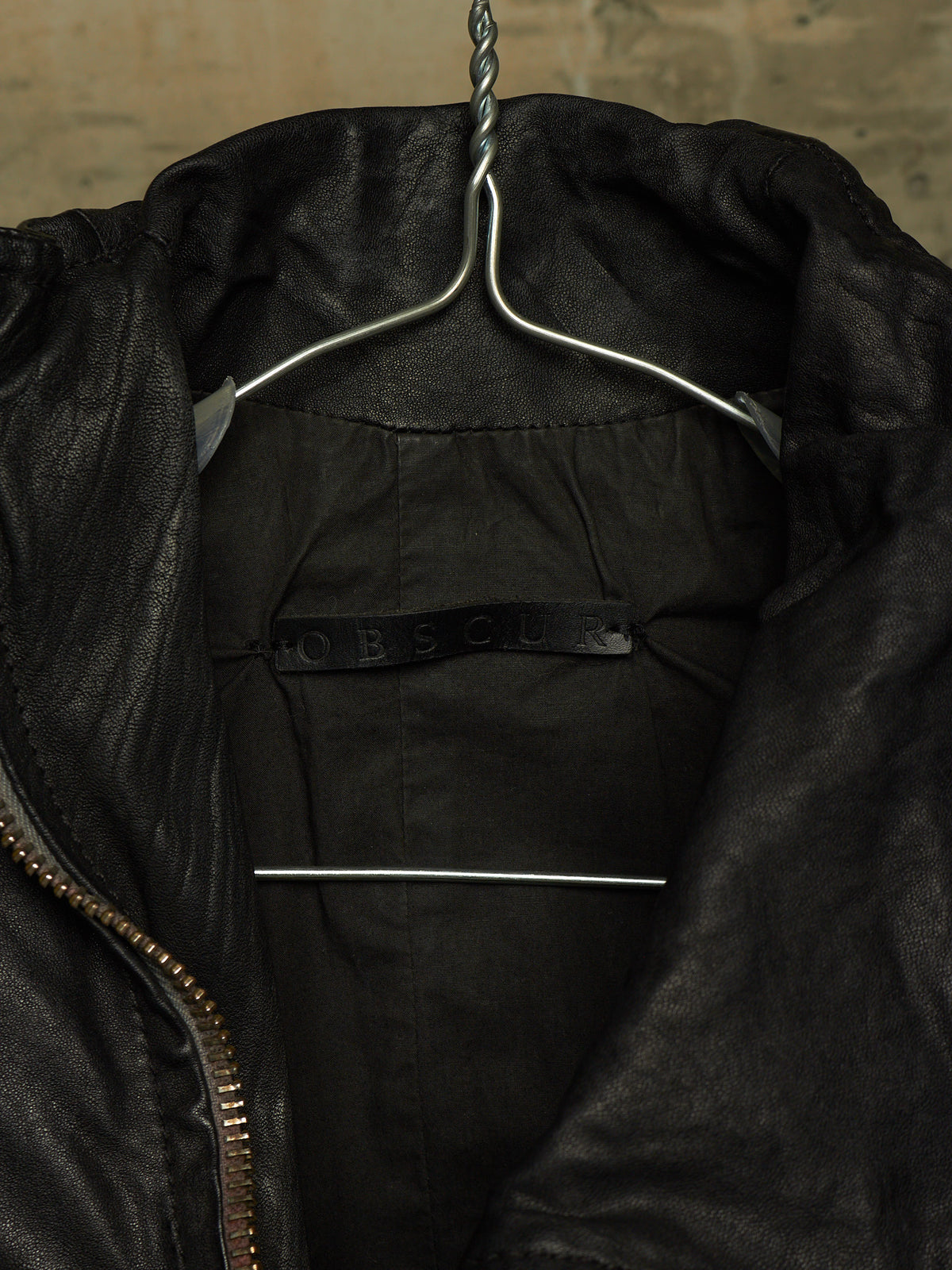OBSCUR AW12 Black High Neck Overlock Lambskin Leather Jacket