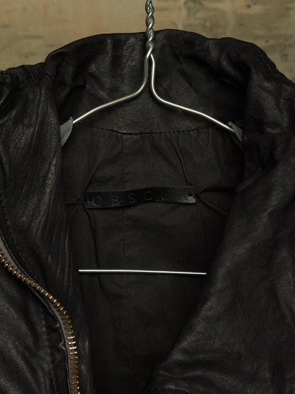 OBSCUR AW12 Black High Neck Overlock Lambskin Leather Jacket