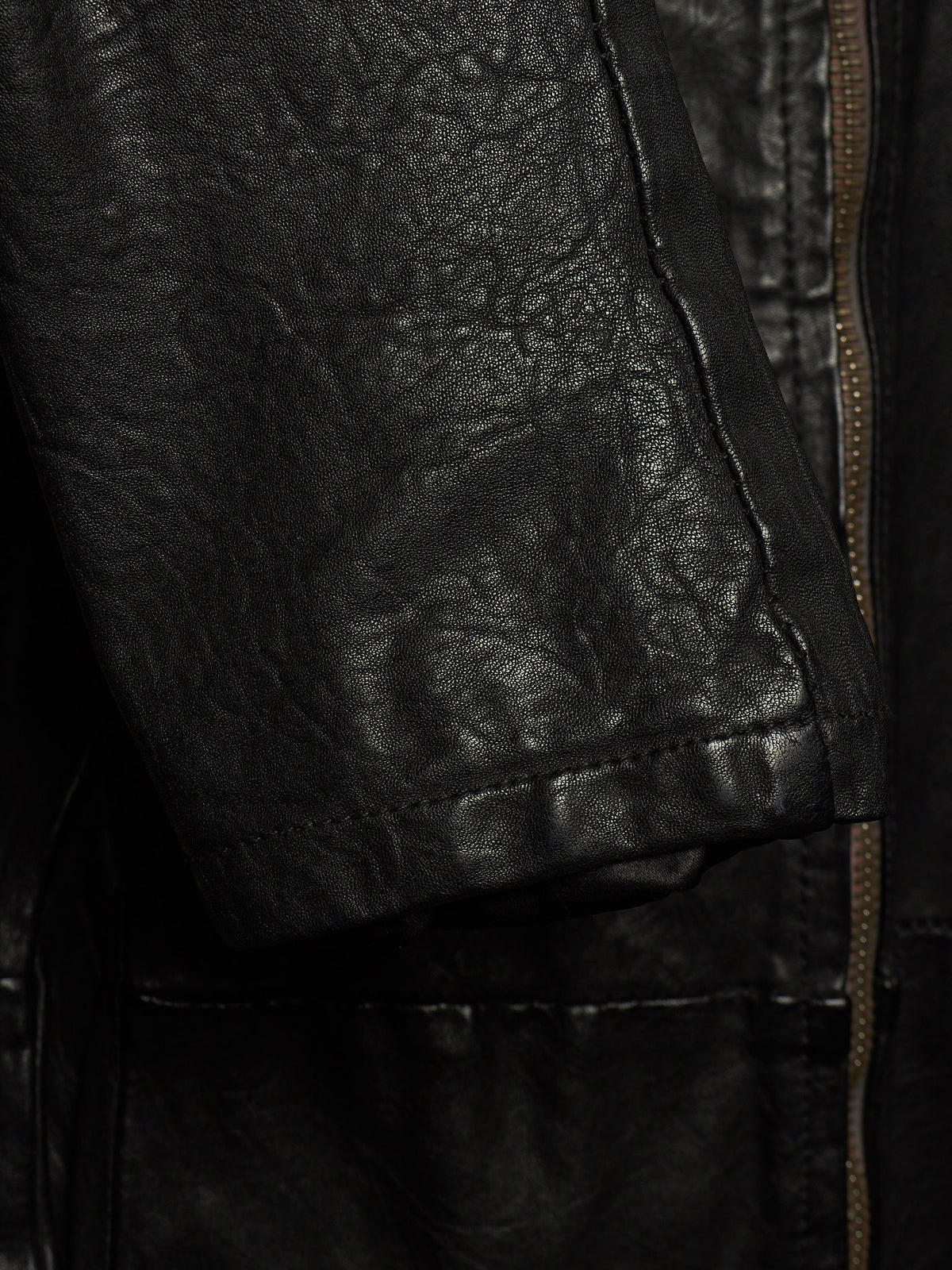 OBSCUR AW12 Black High Neck Overlock Lambskin Leather Jacket