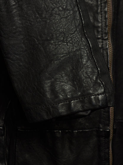OBSCUR AW12 Black High Neck Overlock Lambskin Leather Jacket