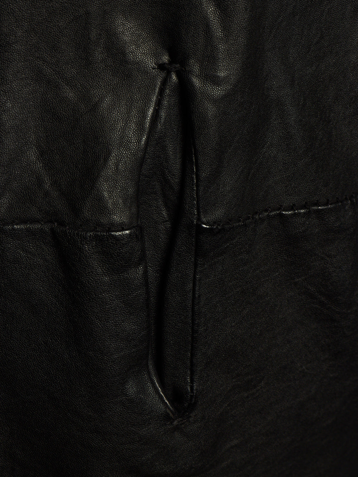 OBSCUR AW12 Black High Neck Overlock Lambskin Leather Jacket