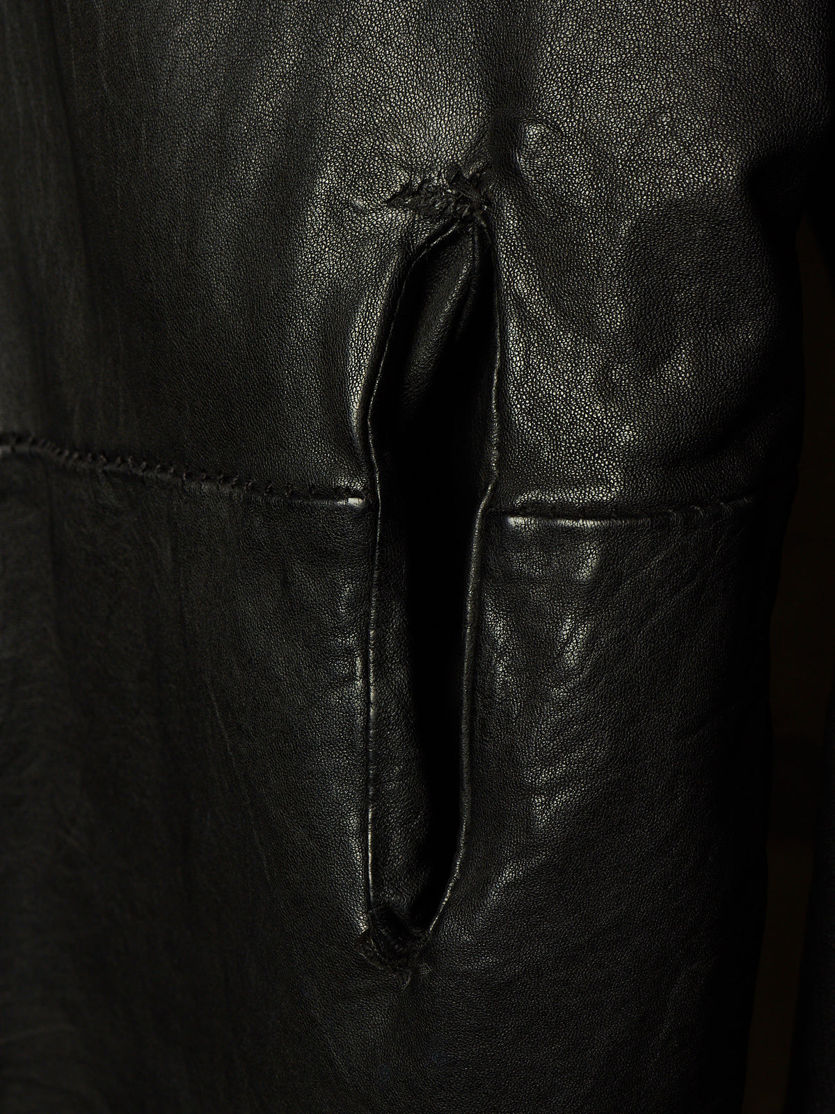 OBSCUR AW12 Black High Neck Overlock Lambskin Leather Jacket