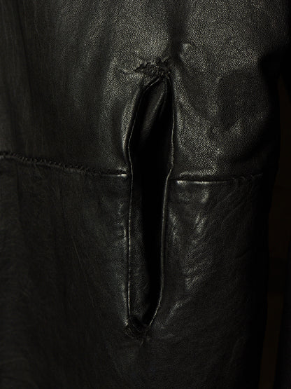 OBSCUR AW12 Black High Neck Overlock Lambskin Leather Jacket