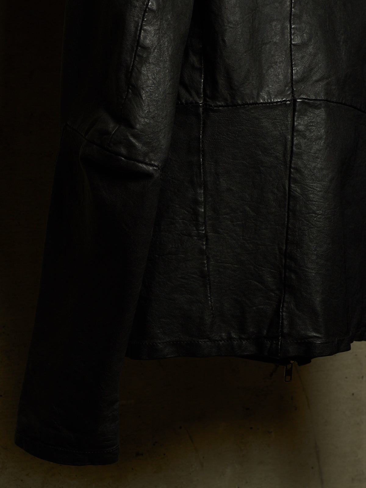 OBSCUR AW12 Black High Neck Overlock Lambskin Leather Jacket