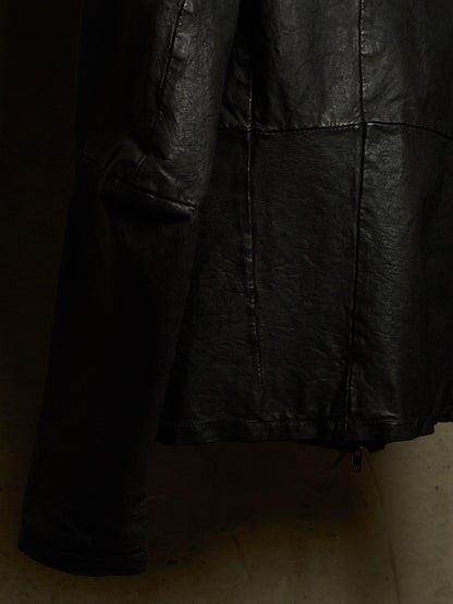 OBSCUR AW12 Black High Neck Overlock Lambskin Leather Jacket