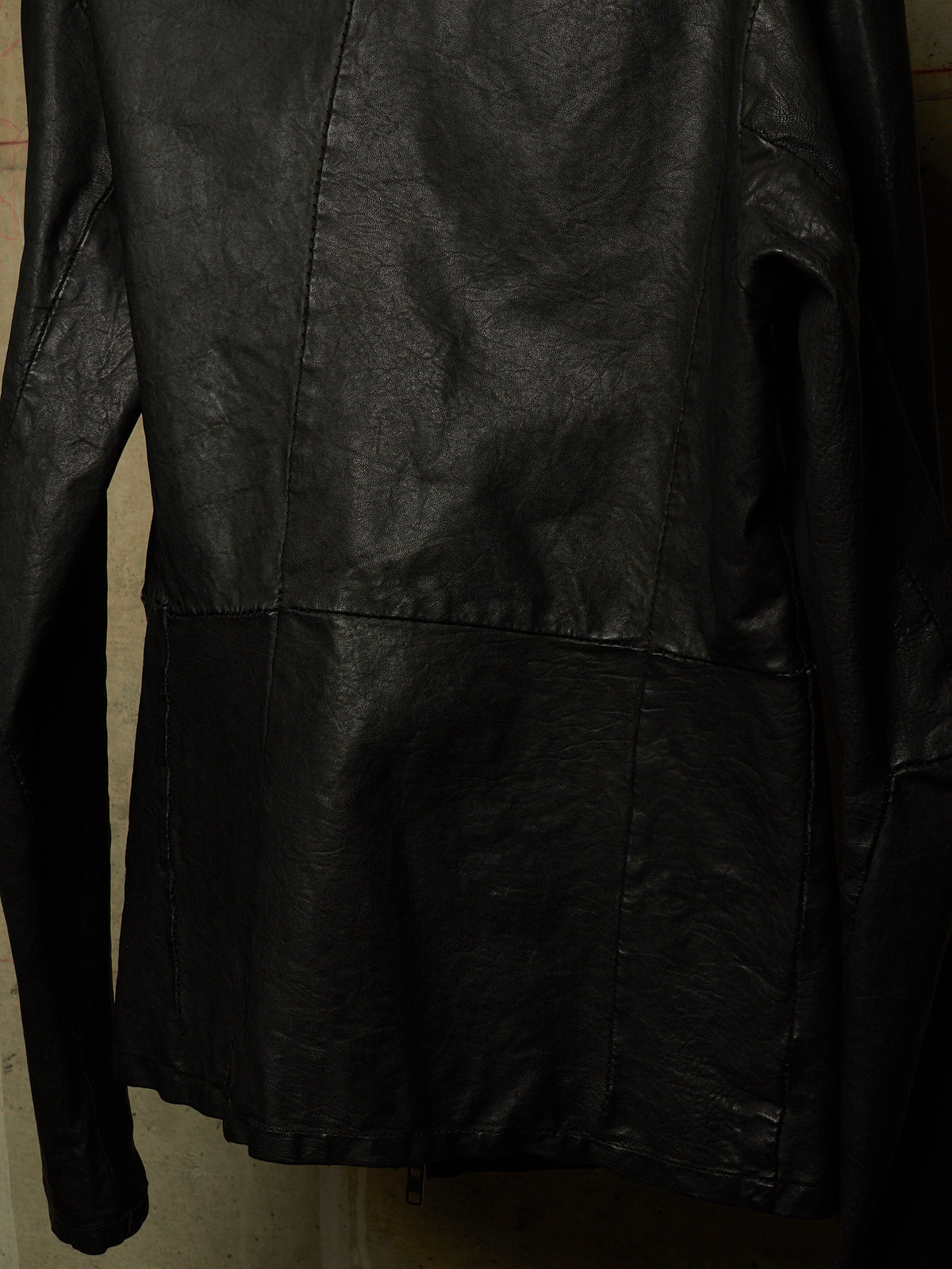 OBSCUR AW12 Black High Neck Overlock Lambskin Leather Jacket