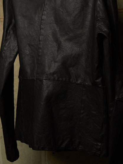 OBSCUR AW12 Black High Neck Overlock Lambskin Leather Jacket