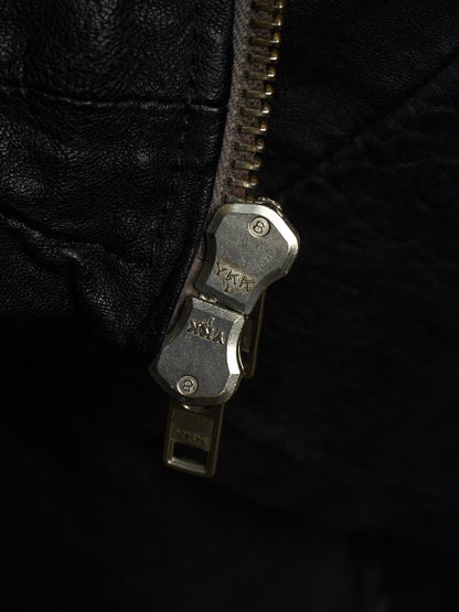 OBSCUR AW12 Black High Neck Overlock Lambskin Leather Jacket